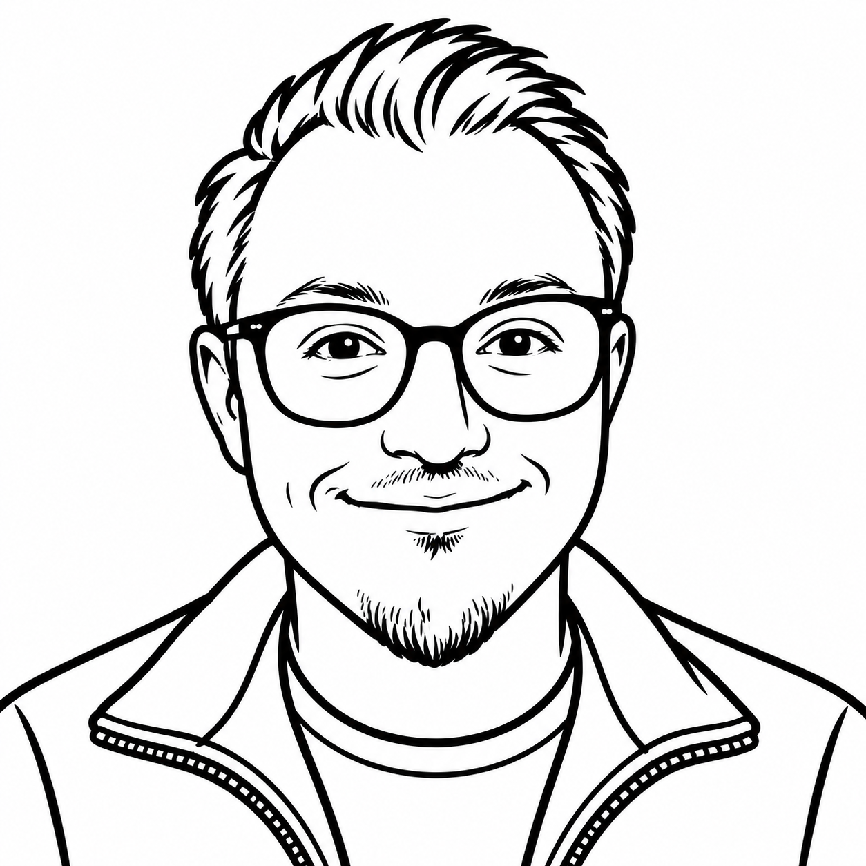 Minimalist glasses-and-goatee line portrait