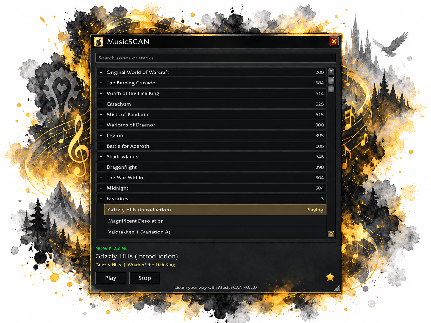MusicSCAN Fantasy UI Splash